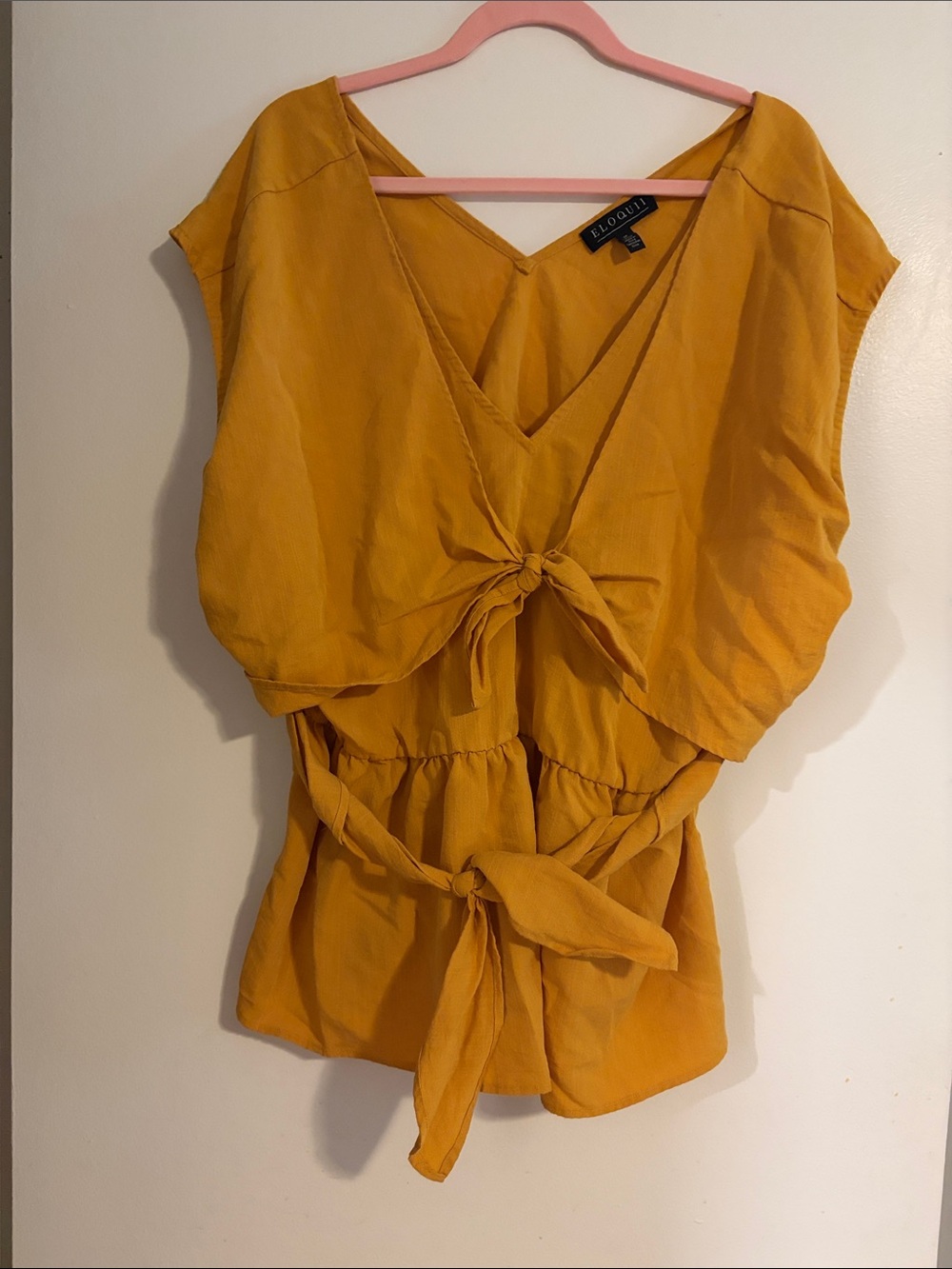 Eloquii Mustard Tie-Front V-Neck Camisole with Waist Sash